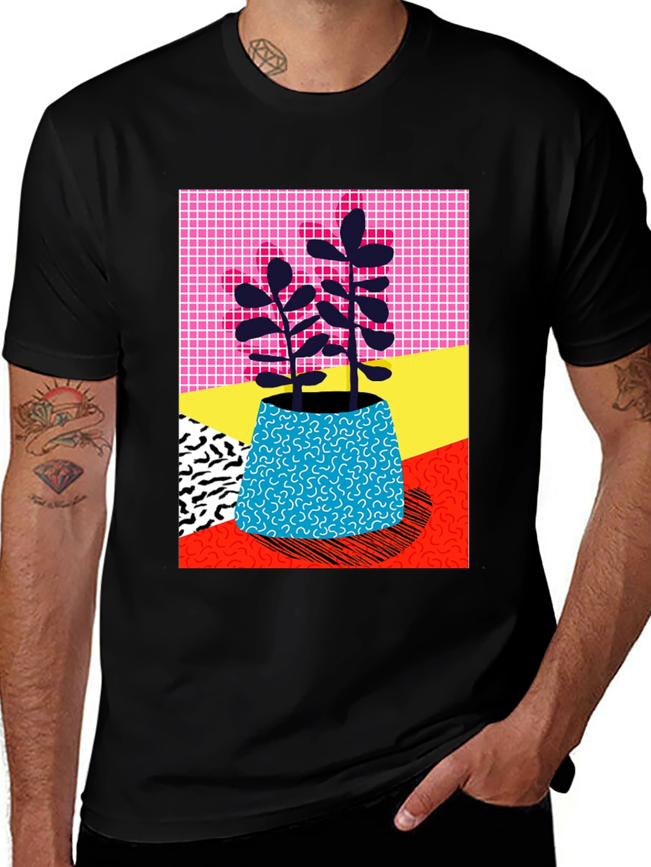 Retro Plant T-Shirt - Geometric Design