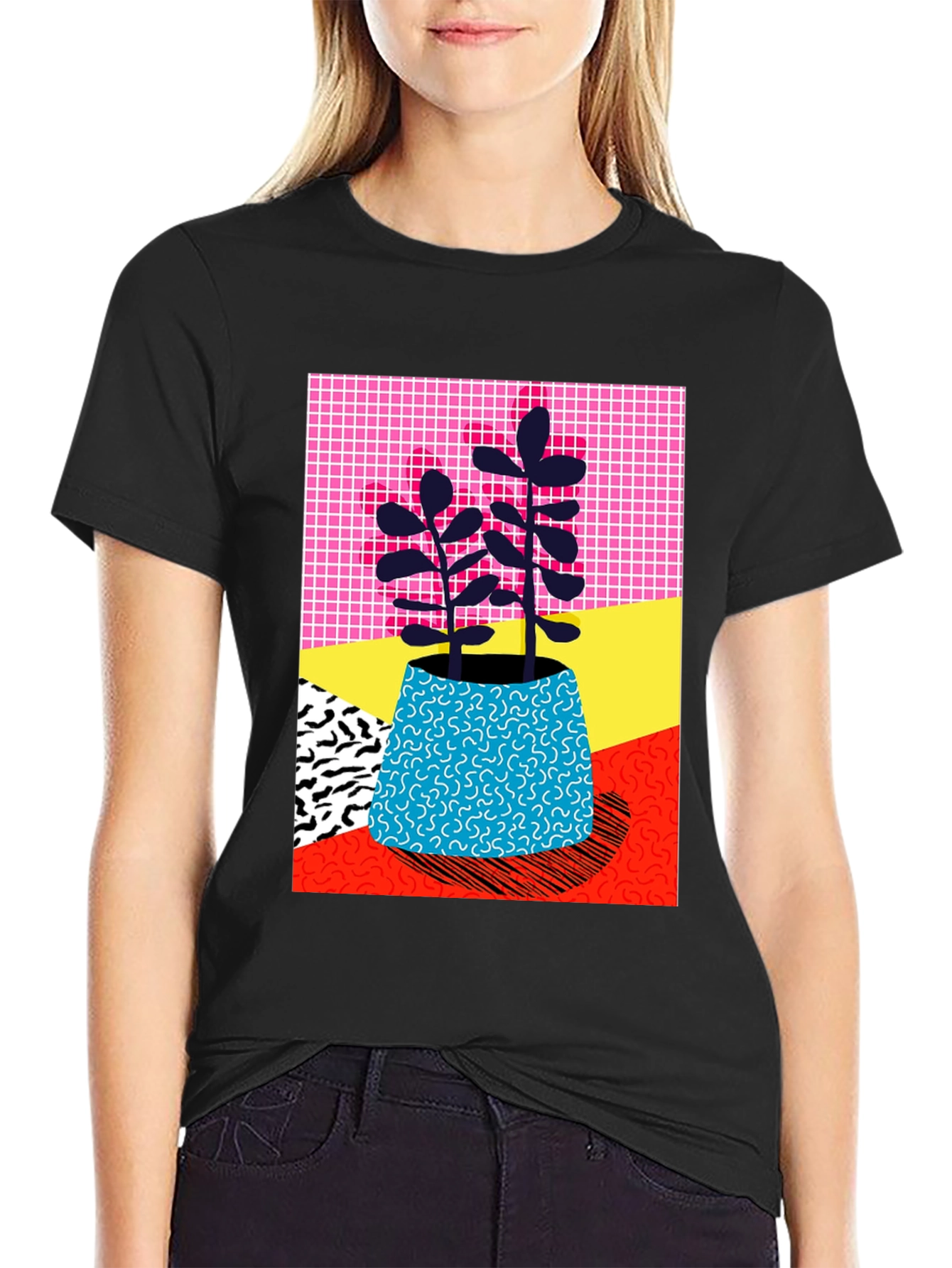 Retro Plant T-Shirt - Geometric Design