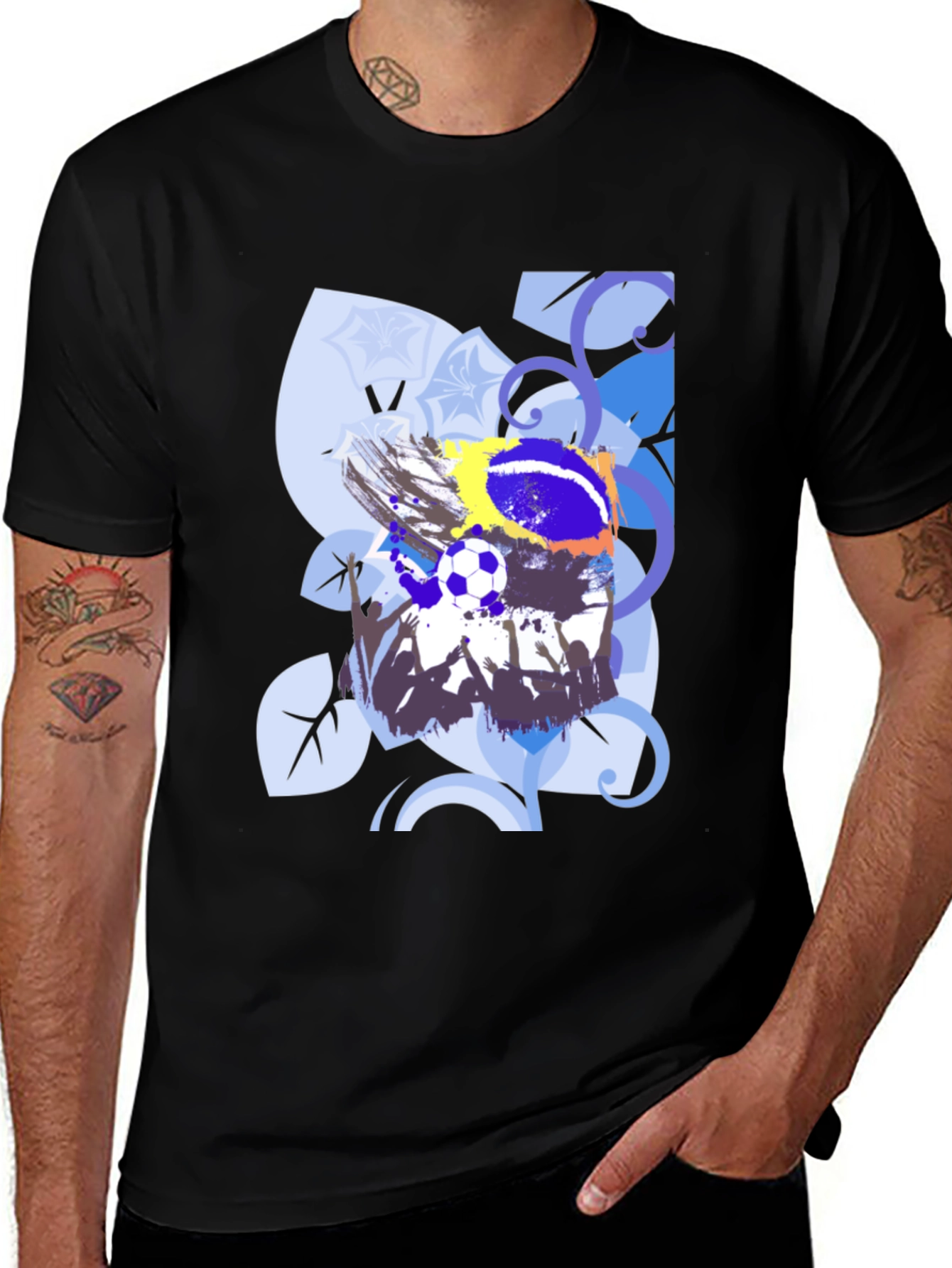 Soccer Fan Art Black T-Shirt