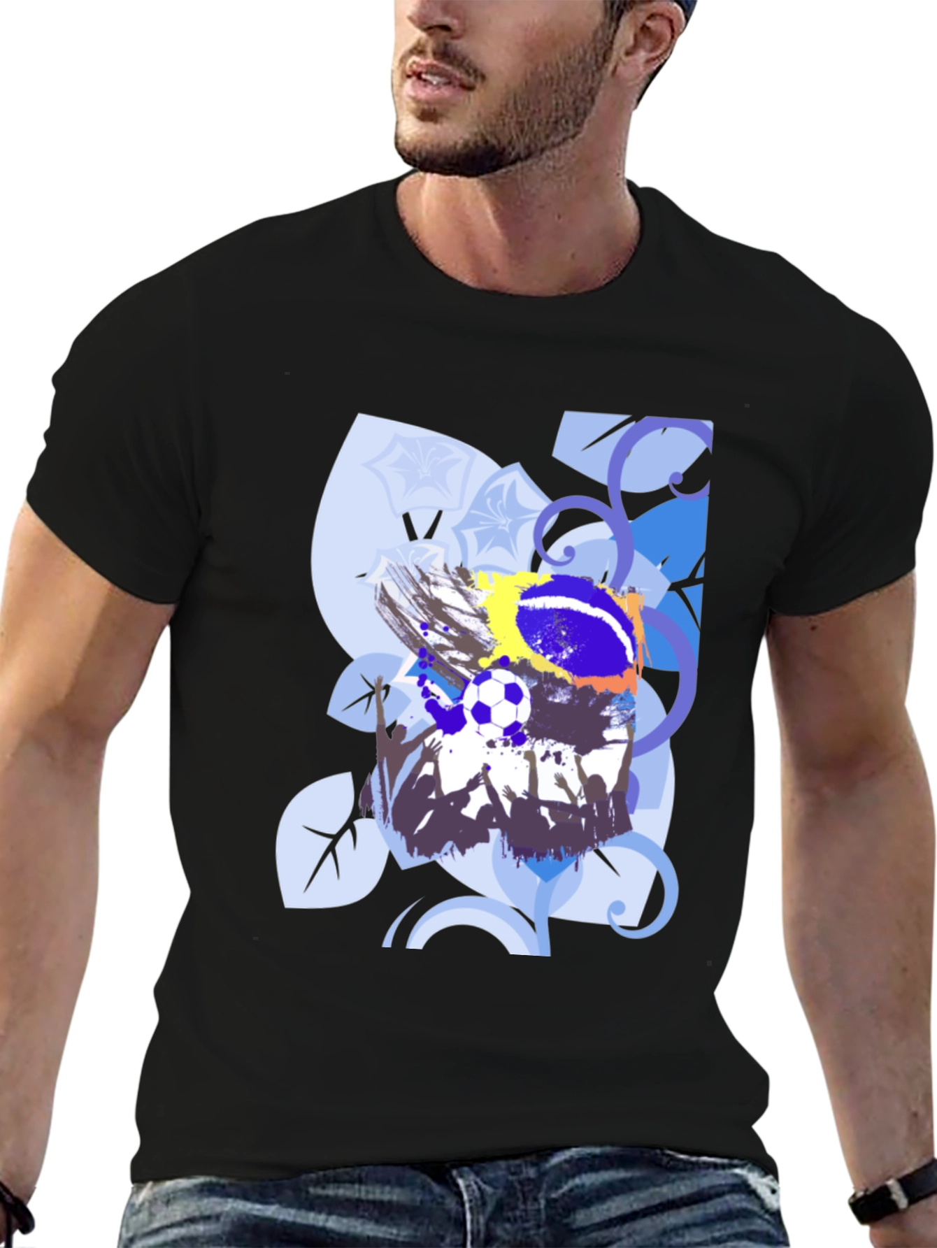 Soccer Fan Art Black T-Shirt