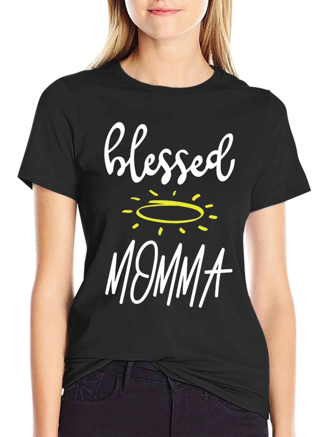 Blessed Momma Graphic T-Shirt - Black