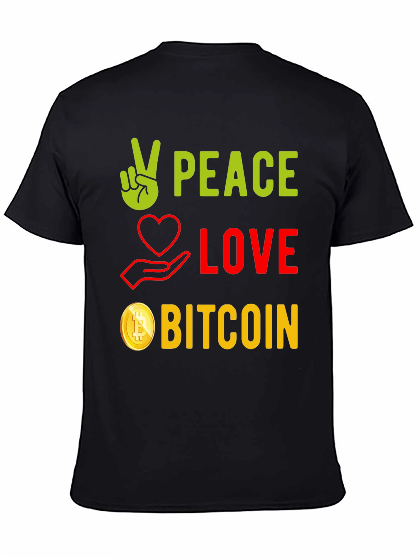 Peace Love Bitcoin Black T-Shirt