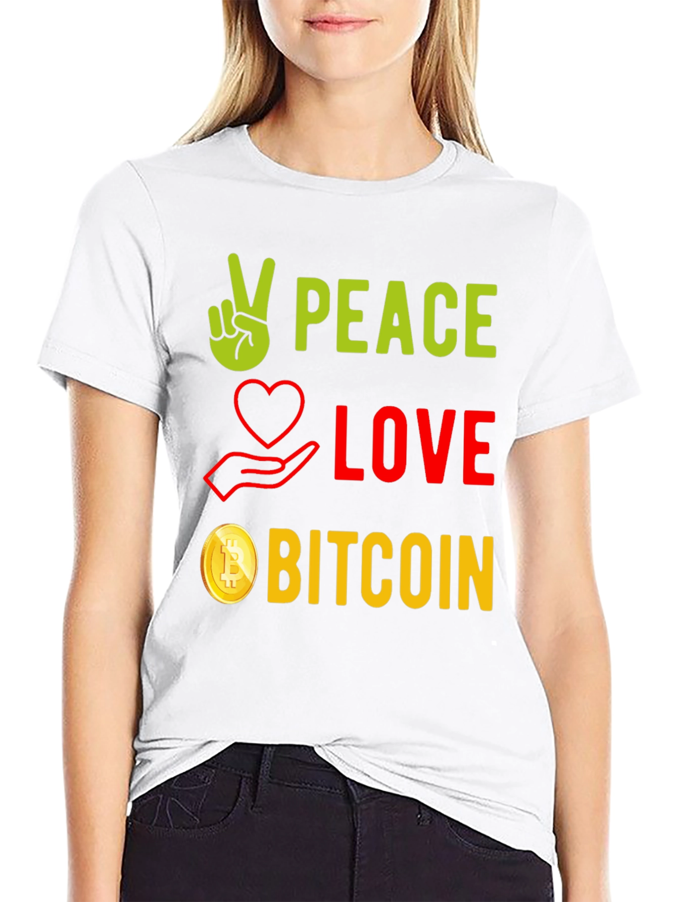 Peace Love Bitcoin Black T-Shirt