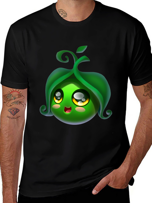 Cute Pea Pod Character Black T-Shirt