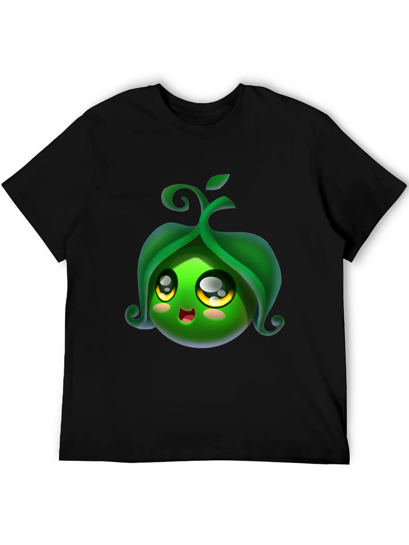 Cute Pea Pod Character Black T-Shirt