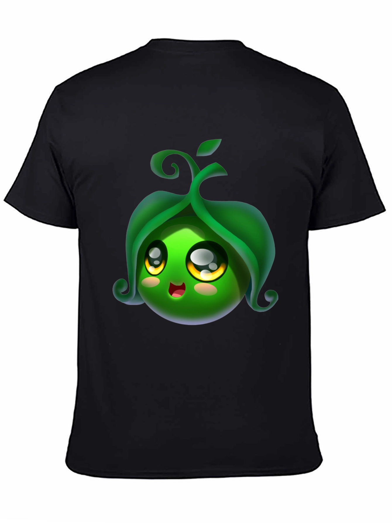 Cute Pea Pod Character Black T-Shirt