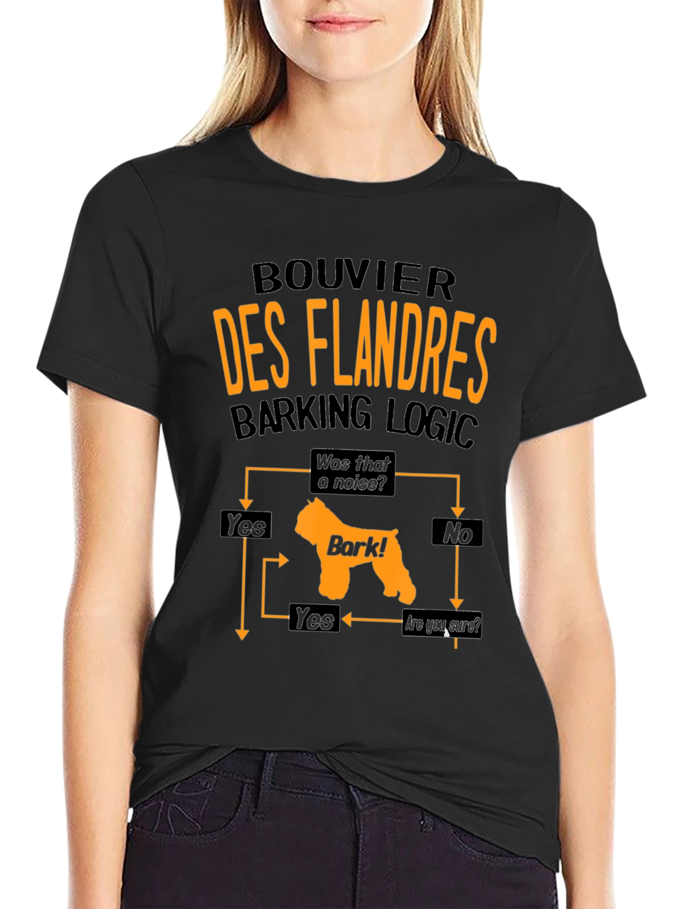 Bouvier Des Flandres Barking Logic Mens Black T-Shirt