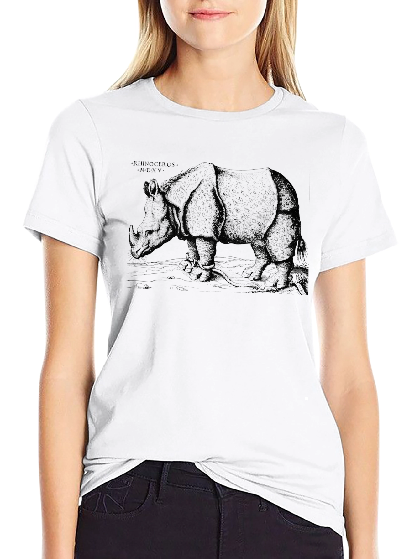Rhinoceros Graphic Print Black T-Shirt