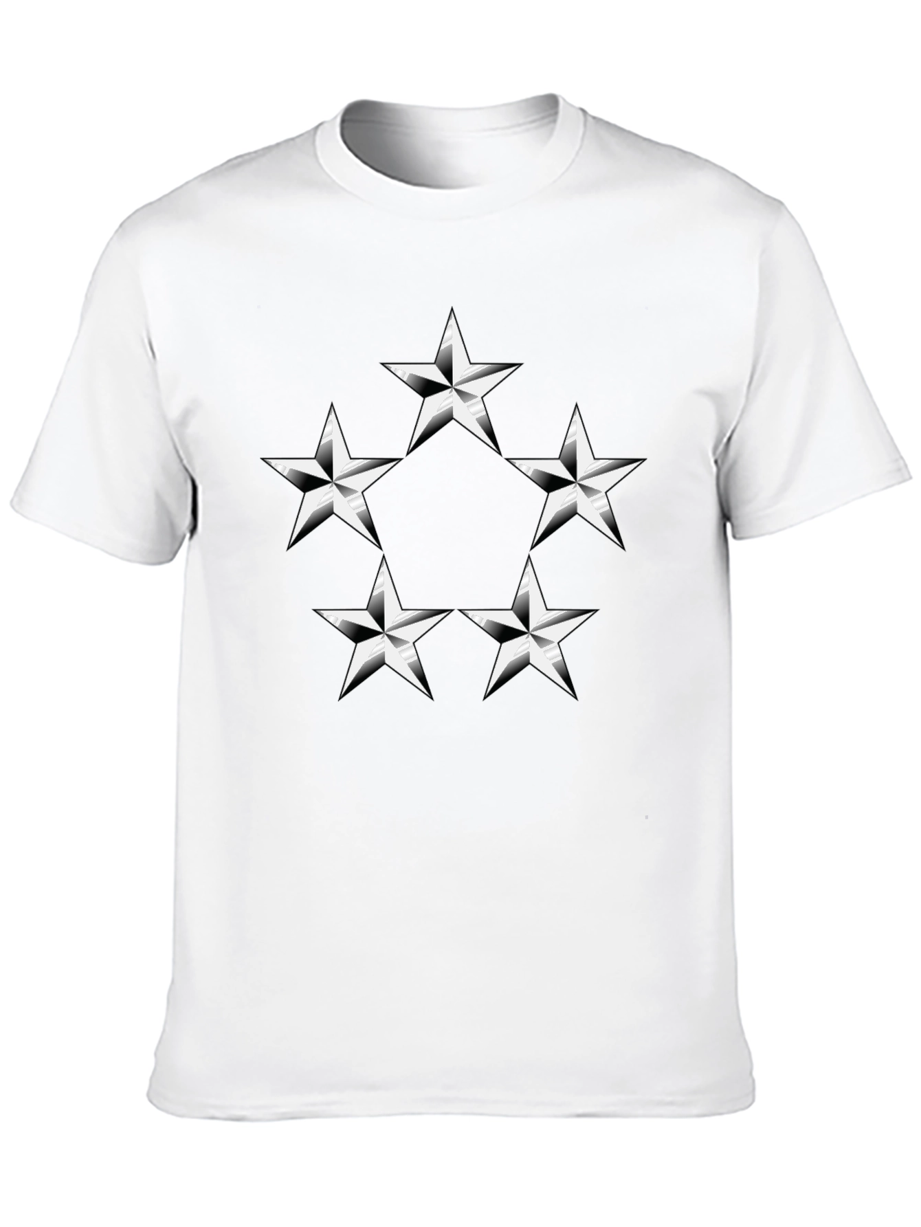 Black T-Shirt with Silver Star Design