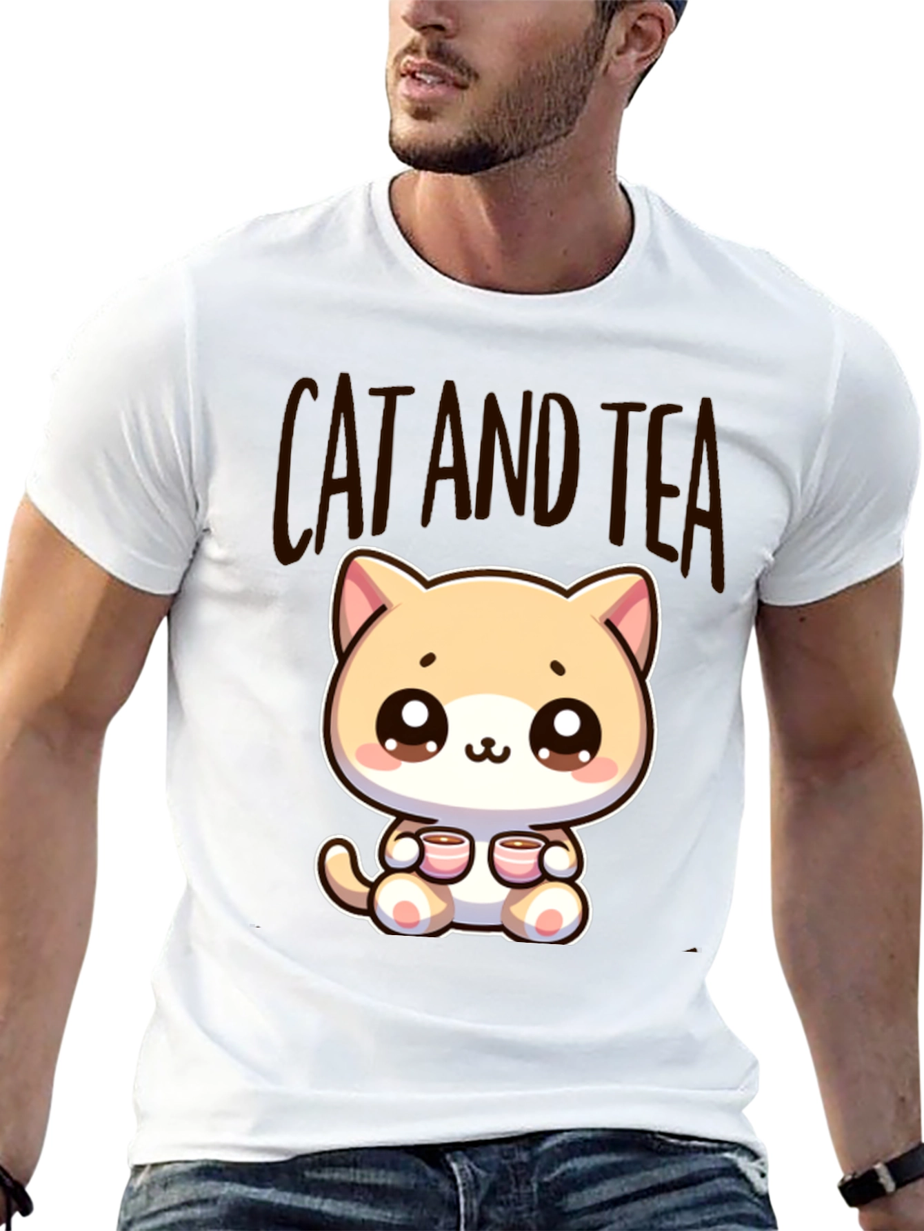 Cute Cat and Tea Graphic Tee
