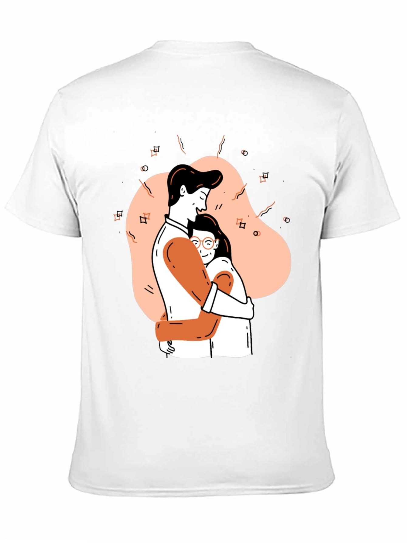 Couple Hug Graphic Black T-Shirt