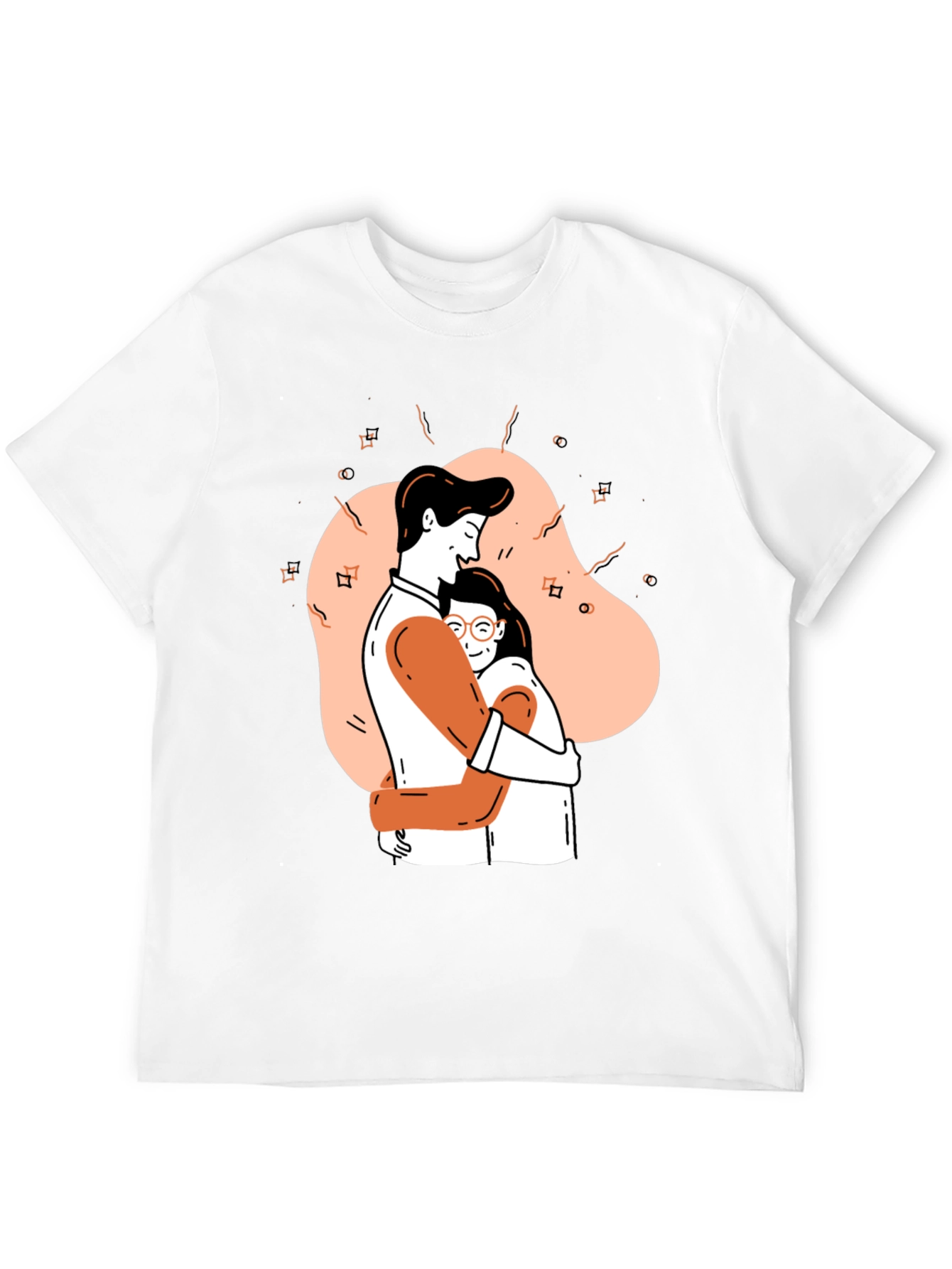 Couple Hug Graphic Black T-Shirt