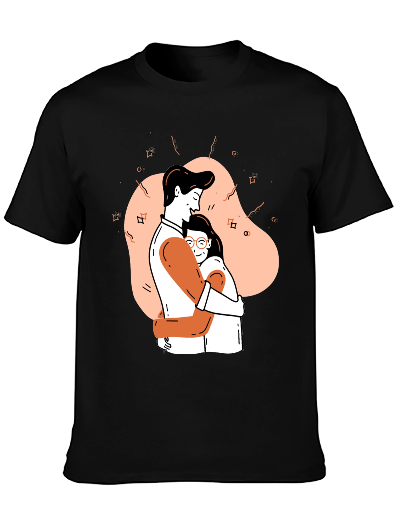 Couple Hug Graphic Black T-Shirt