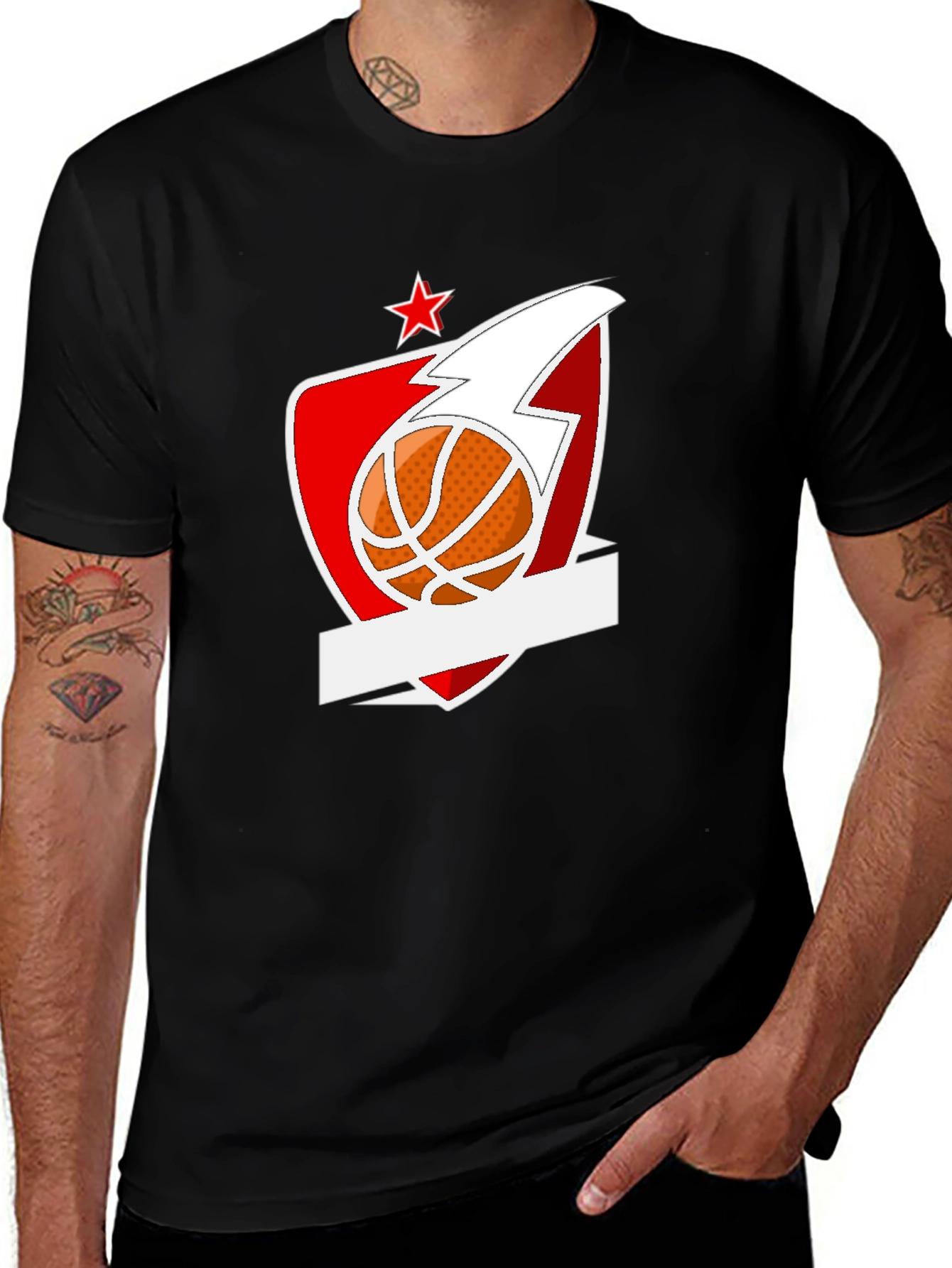 Basketball Star Graphic Black T-Shirt