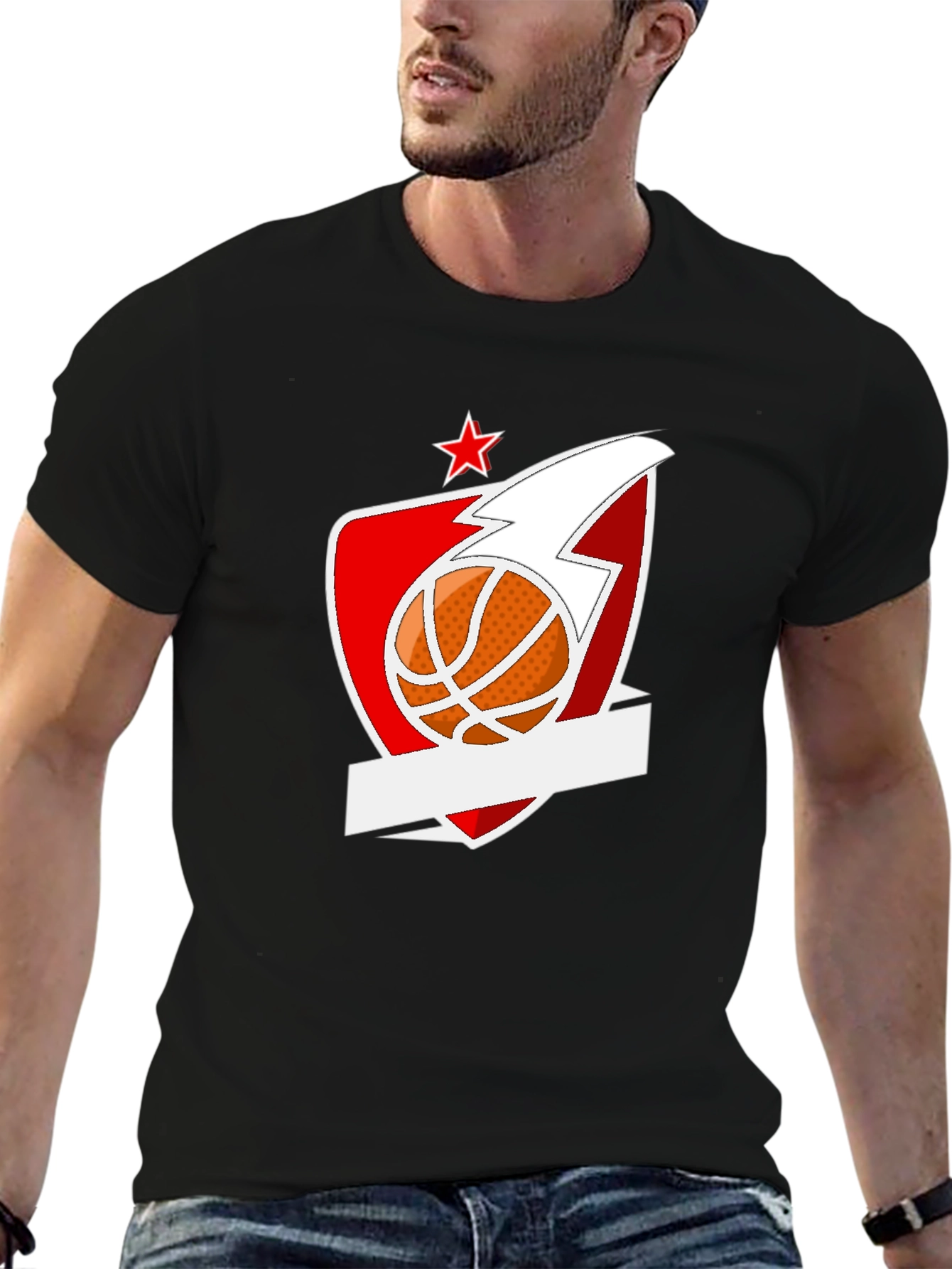 Basketball Star Graphic Black T-Shirt