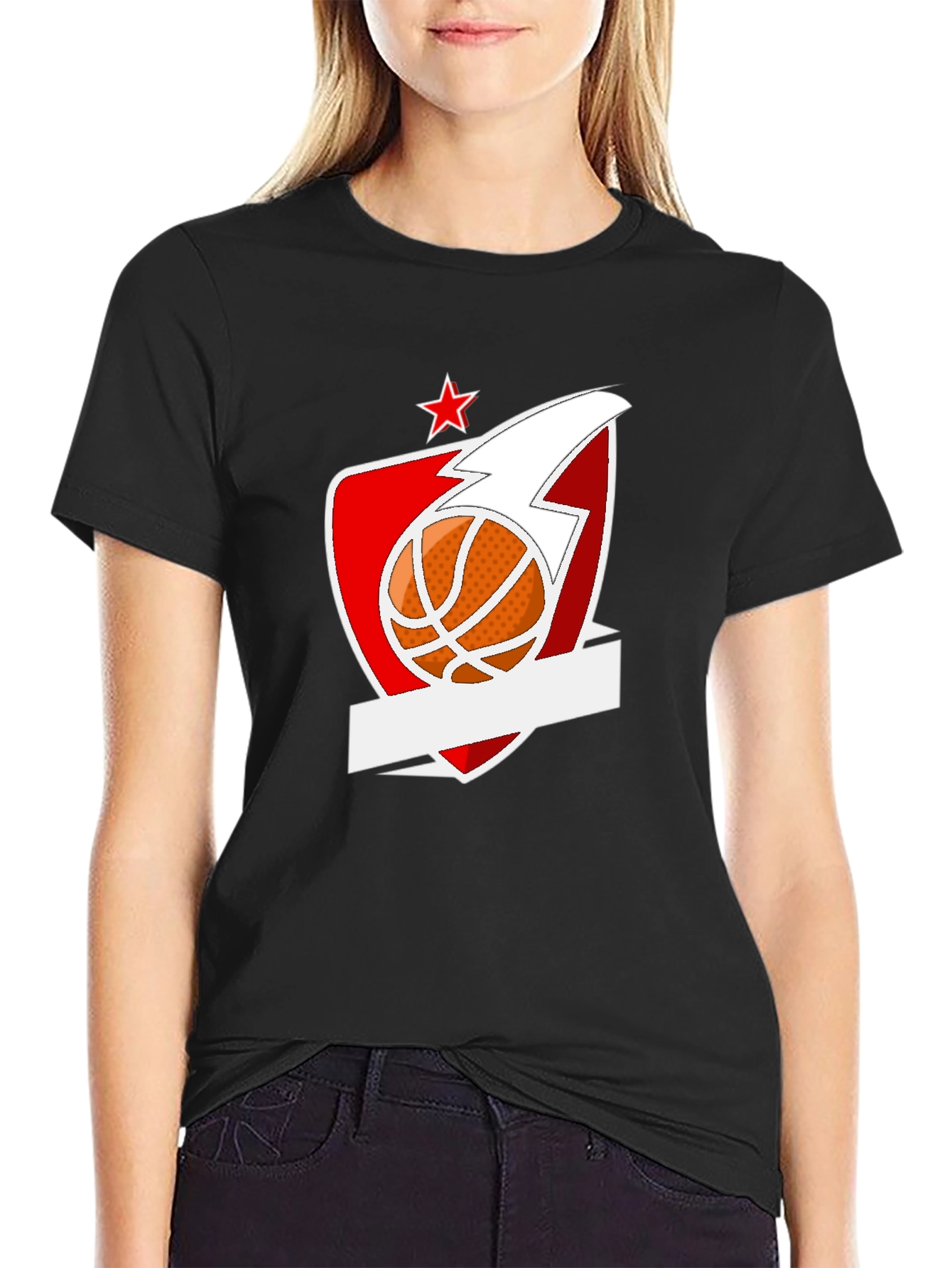 Basketball Star Graphic Black T-Shirt