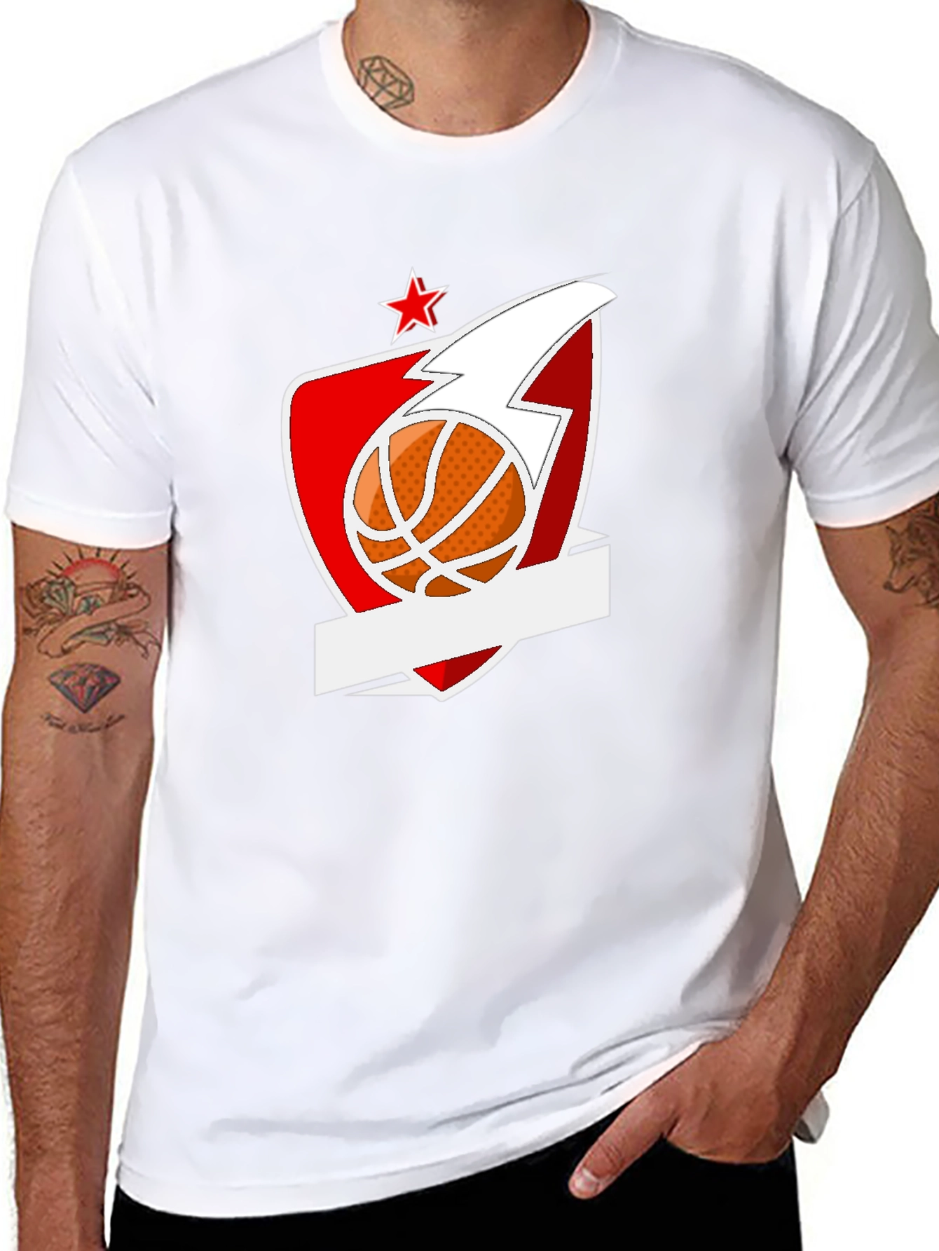 Basketball Star Graphic Black T-Shirt