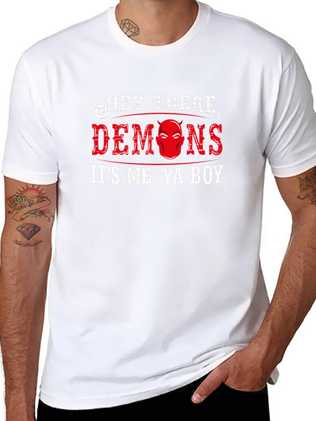 Hey There Demons! Mens Black Graphic Tee
