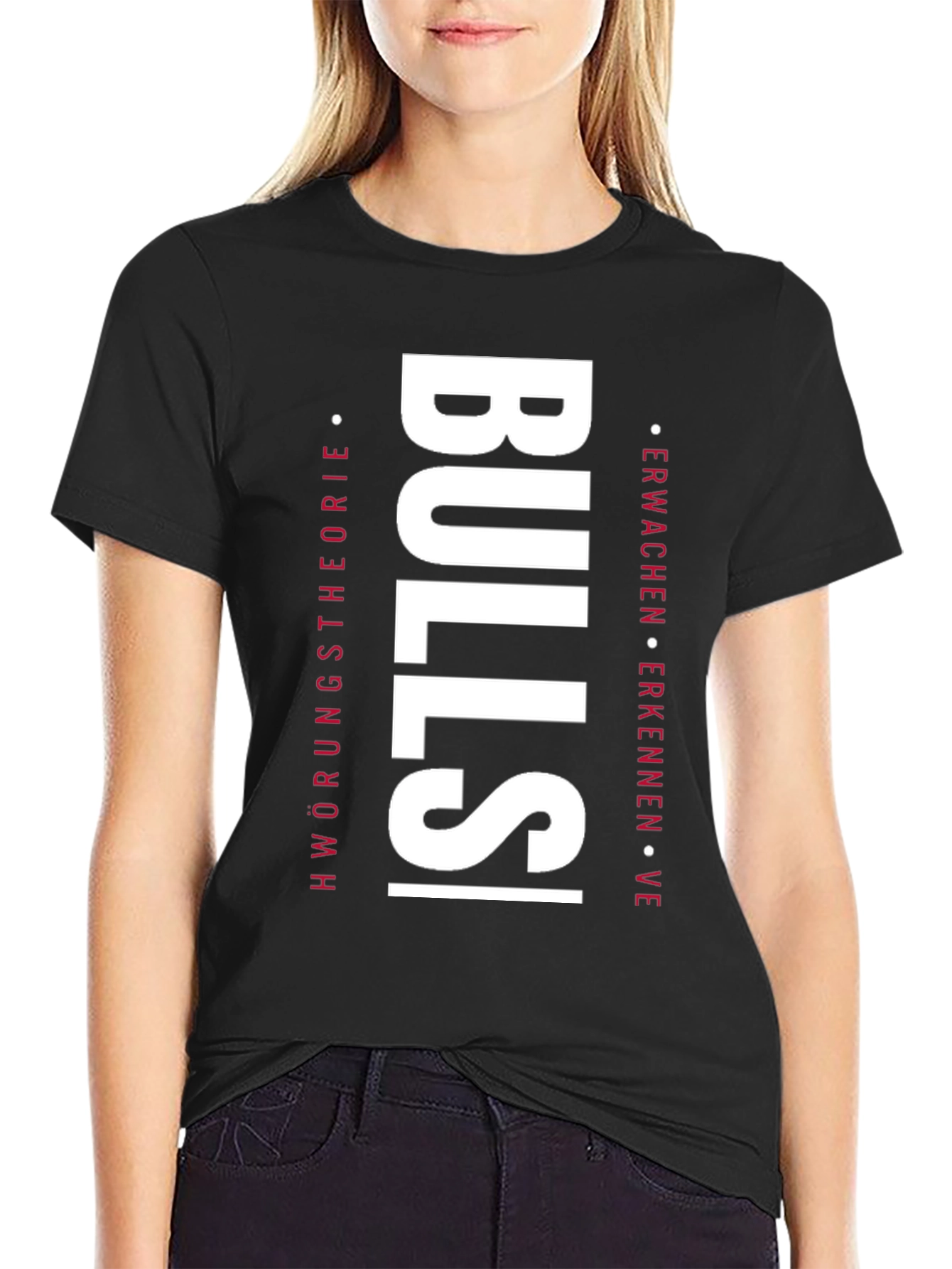 Bulls Vertical Print Black T-Shirt