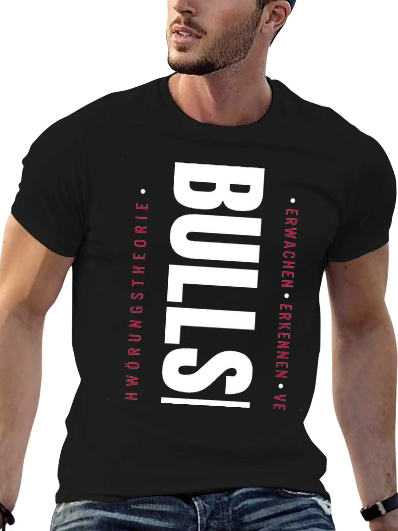 Bulls Vertical Print Black T-Shirt
