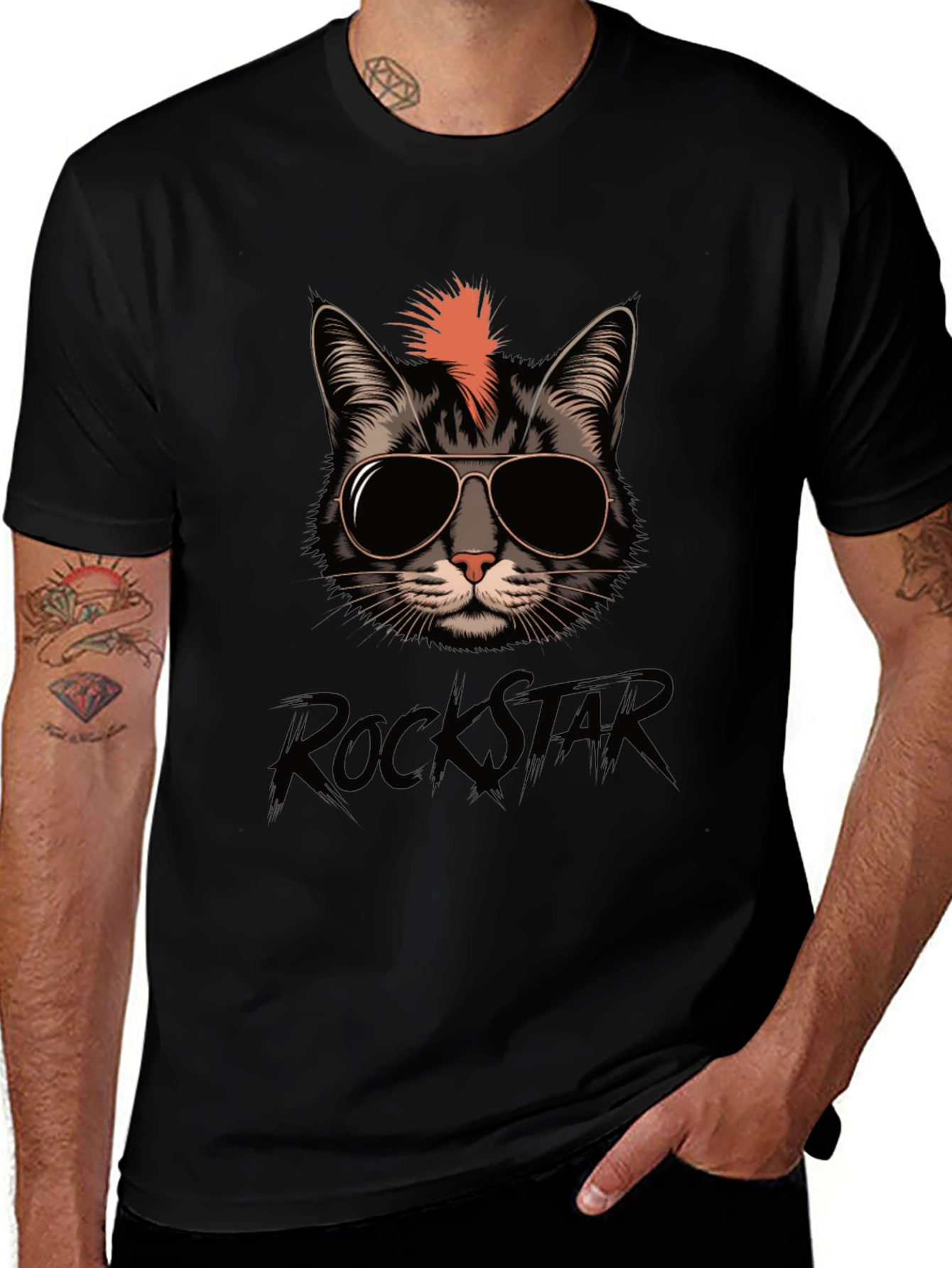Rockstar Cat T-Shirt - Cool Cat Tee