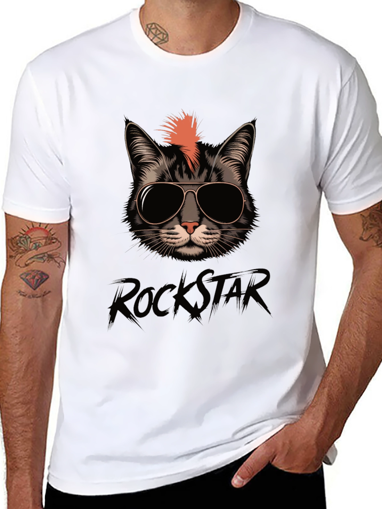 Rockstar Cat T-Shirt - Cool Cat Tee
