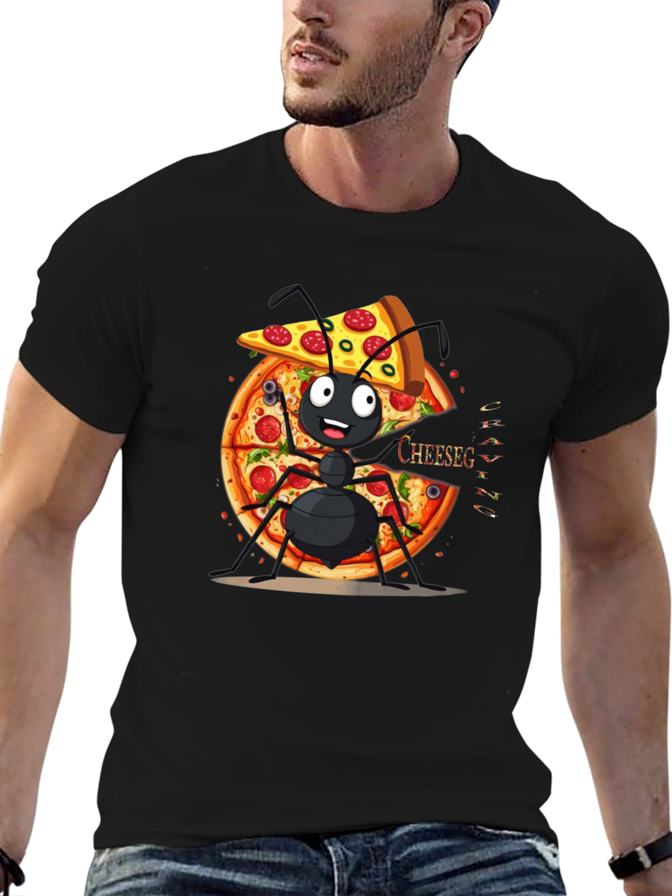 Ant Pizza Graphic Tee - Funny Cartoon T-Shirt