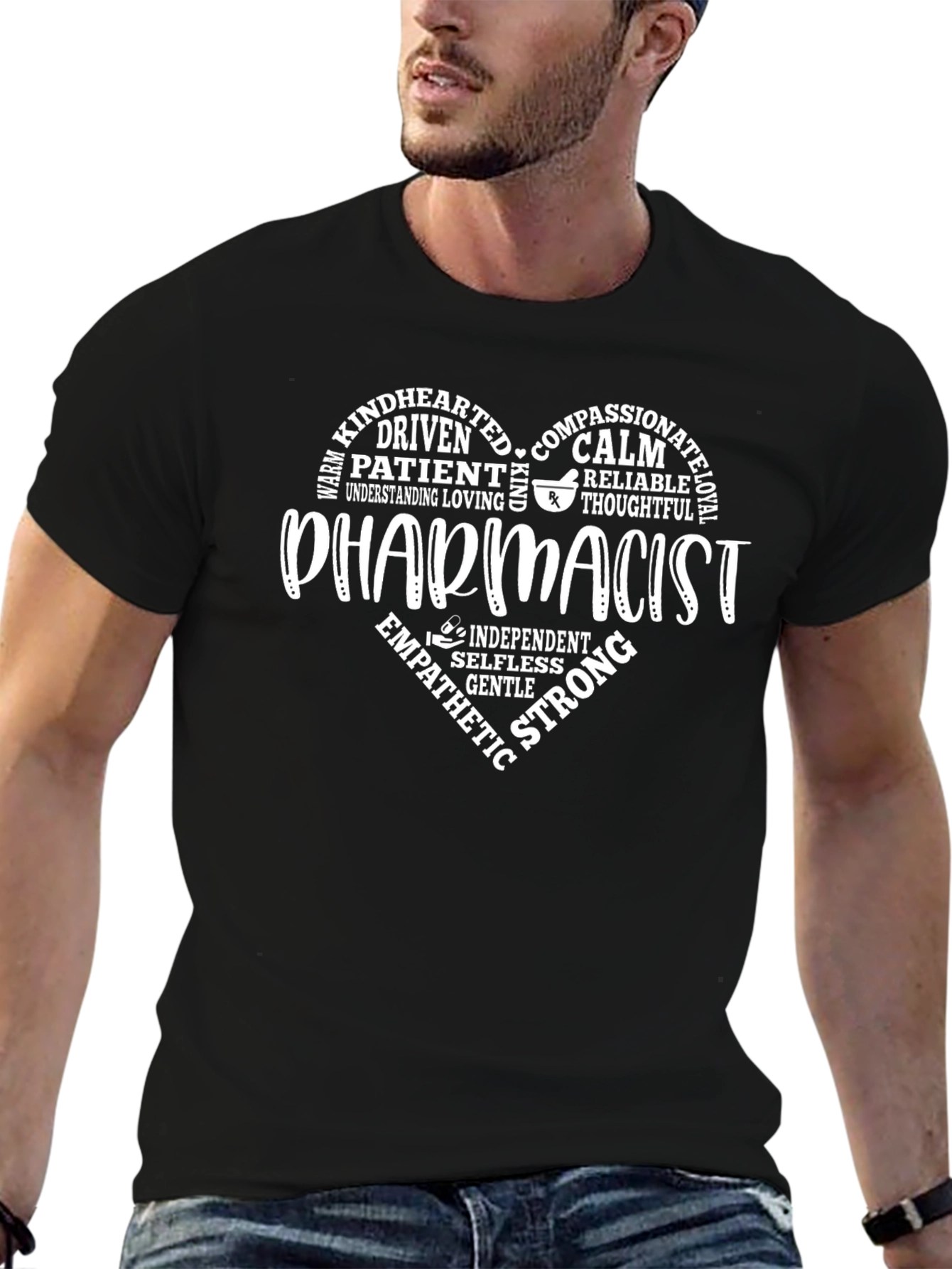 Pharmacist Heart Graphic T-Shirt - Black