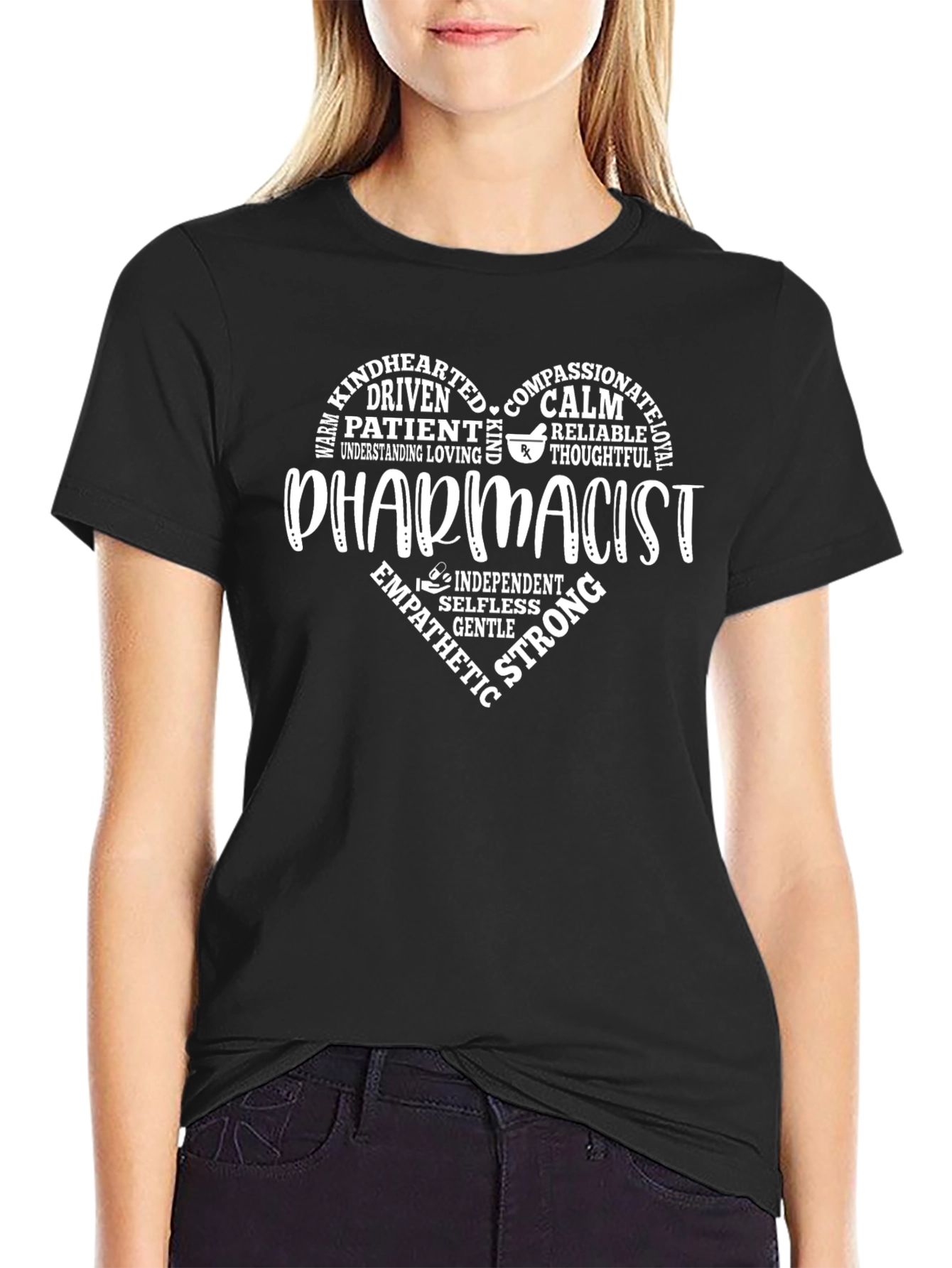 Pharmacist Heart Graphic T-Shirt - Black
