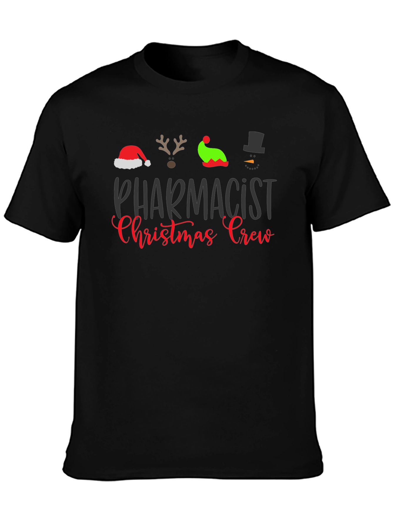 Pharmacist Christmas Crew Black T-Shirt
