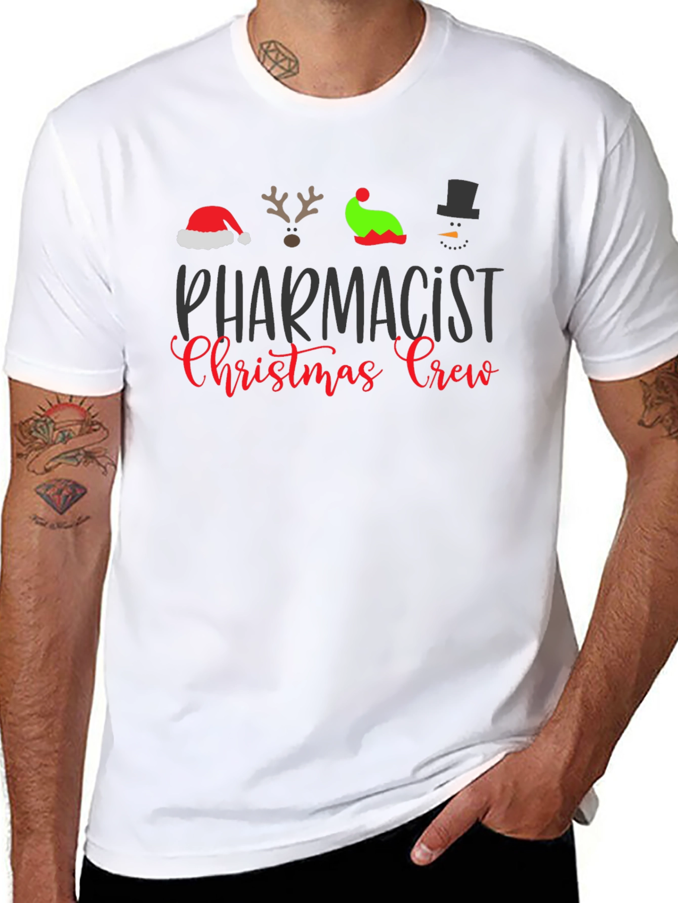 Pharmacist Christmas Crew Black T-Shirt