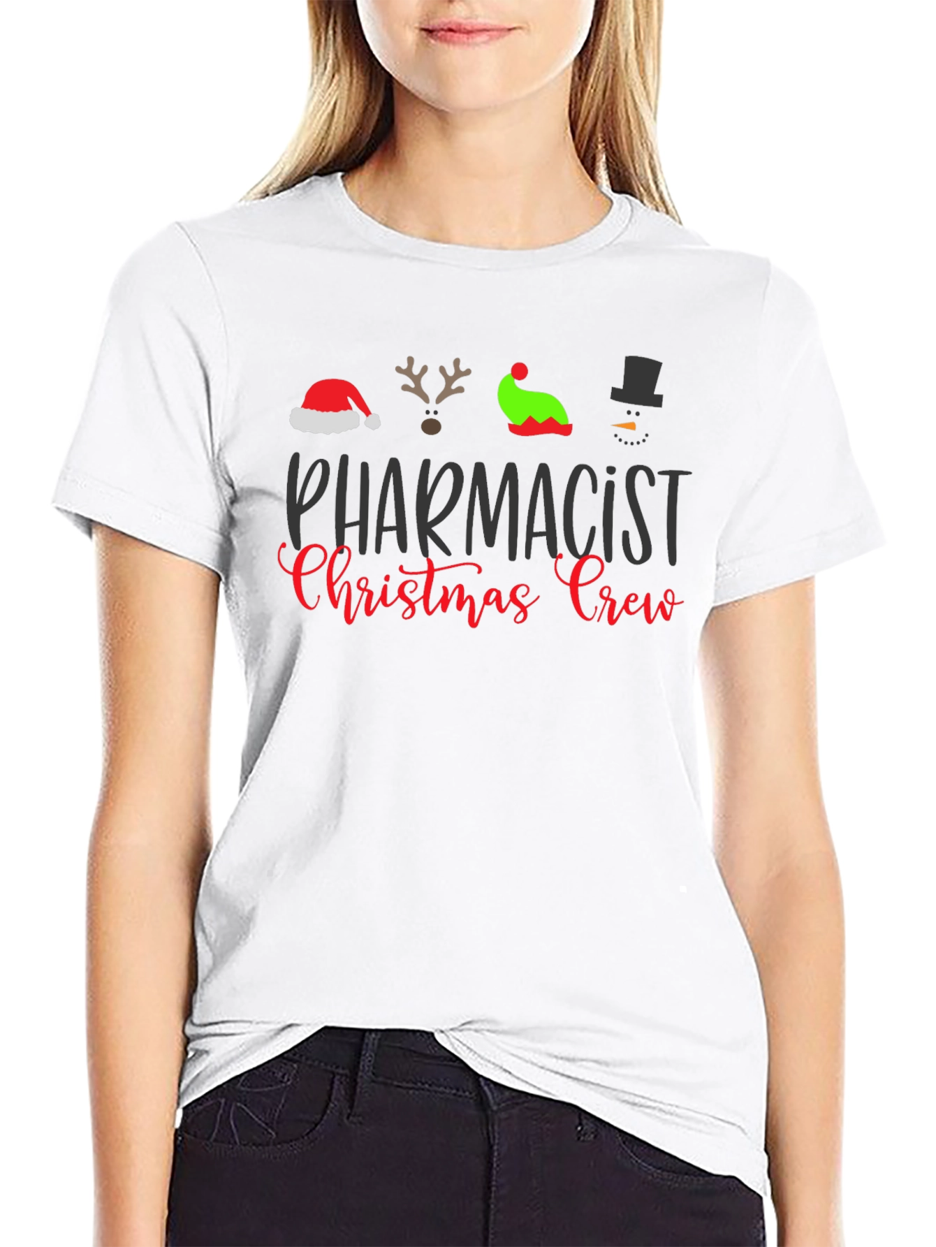 Pharmacist Christmas Crew Black T-Shirt