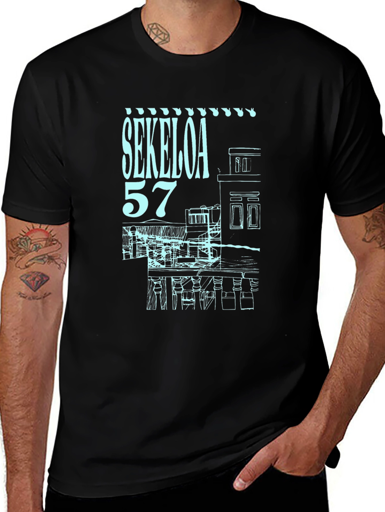 Sekeloa 57 Graphic Print Black T-Shirt