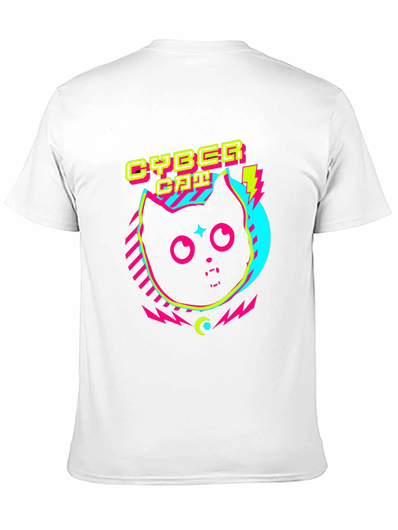 Cyber Cat Graphic T-Shirt - Retro 80s Style