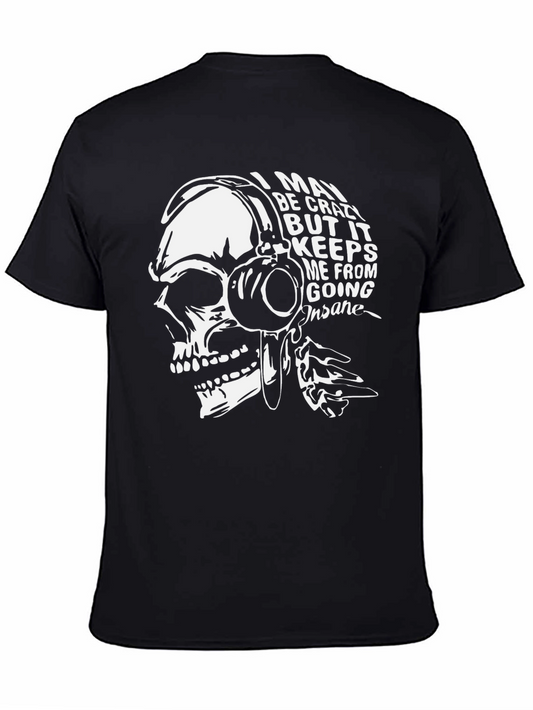 Crazy Skull Graphic T-Shirt - Trendy Black Tee