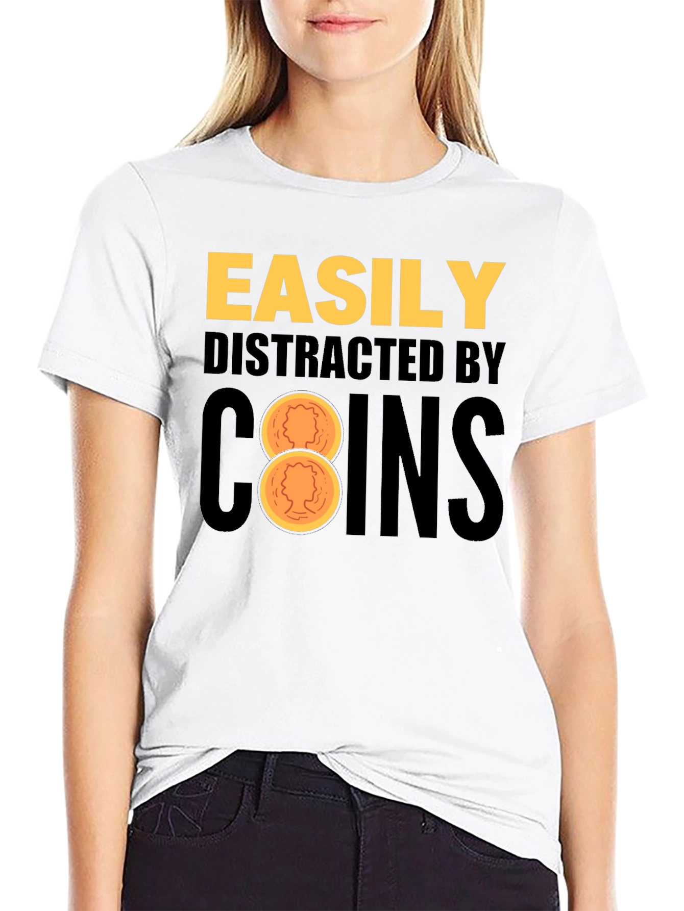 Easily Distracted By Coins Black T-Shirt