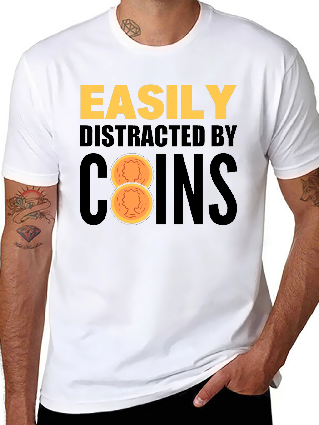 Easily Distracted By Coins Black T-Shirt
