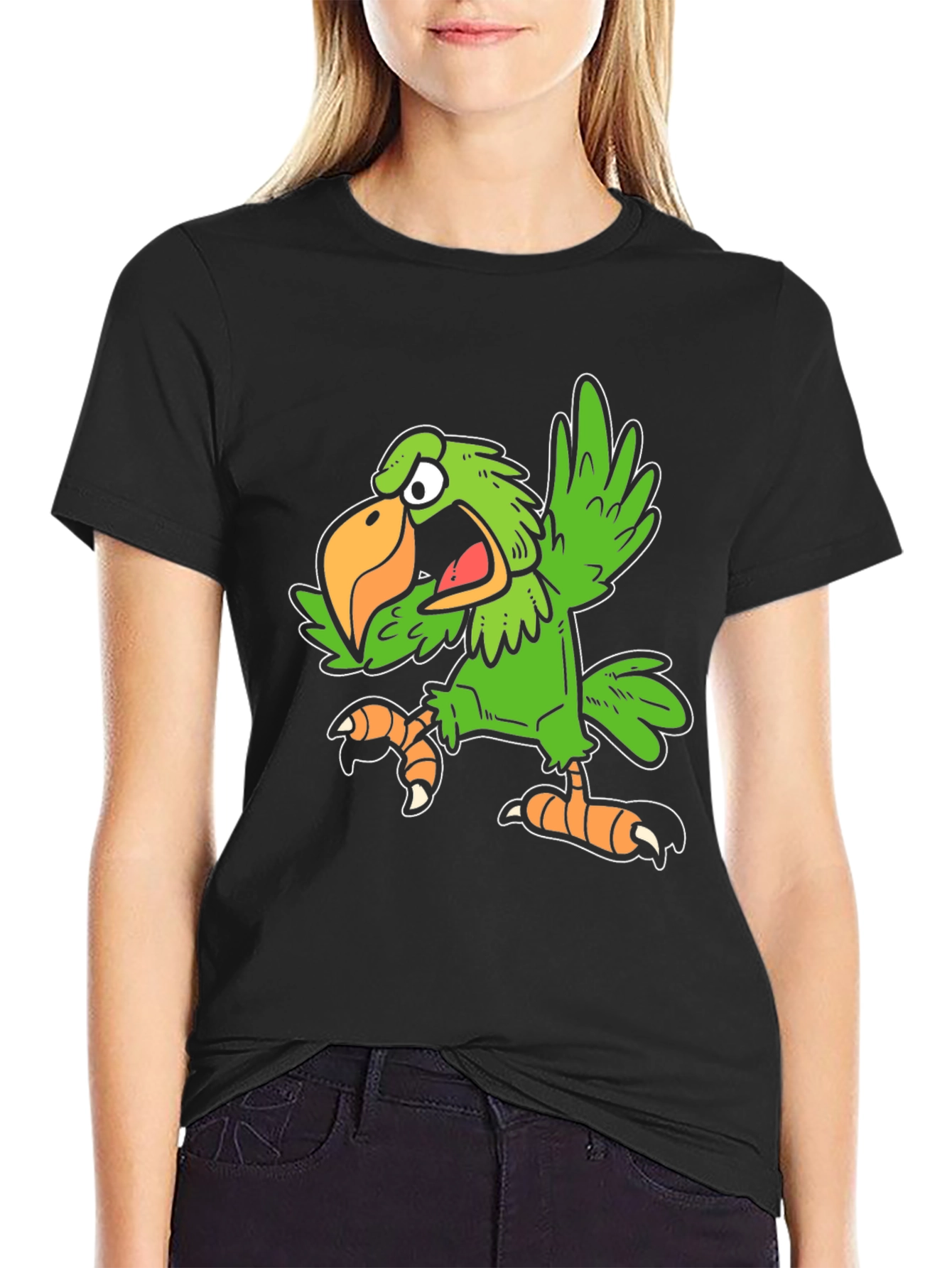 Funny Parrot Graphic Tee - Black Unisex T-Shirt