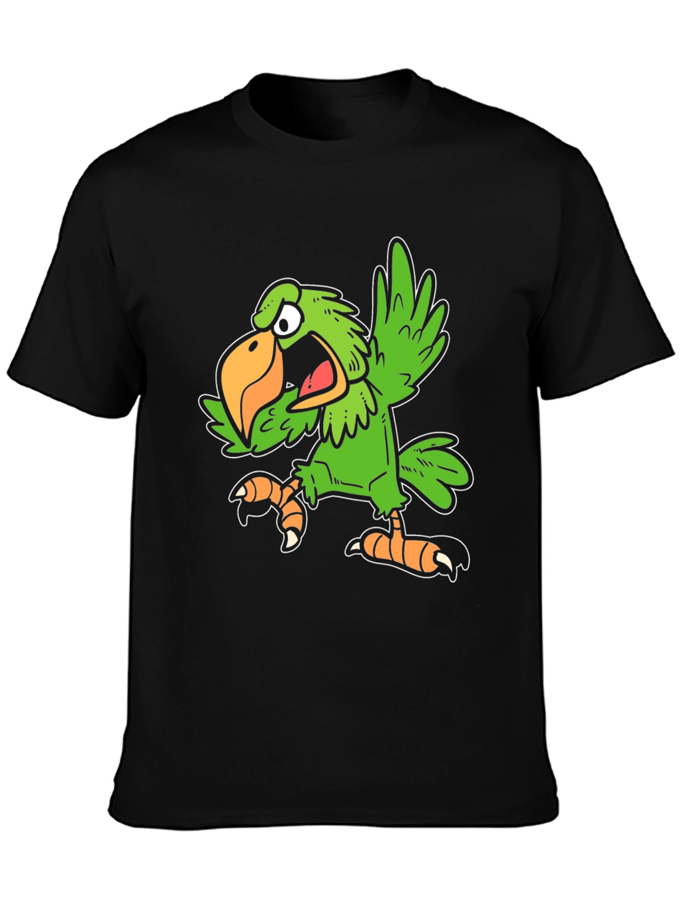 Funny Parrot Graphic Tee - Black Unisex T-Shirt
