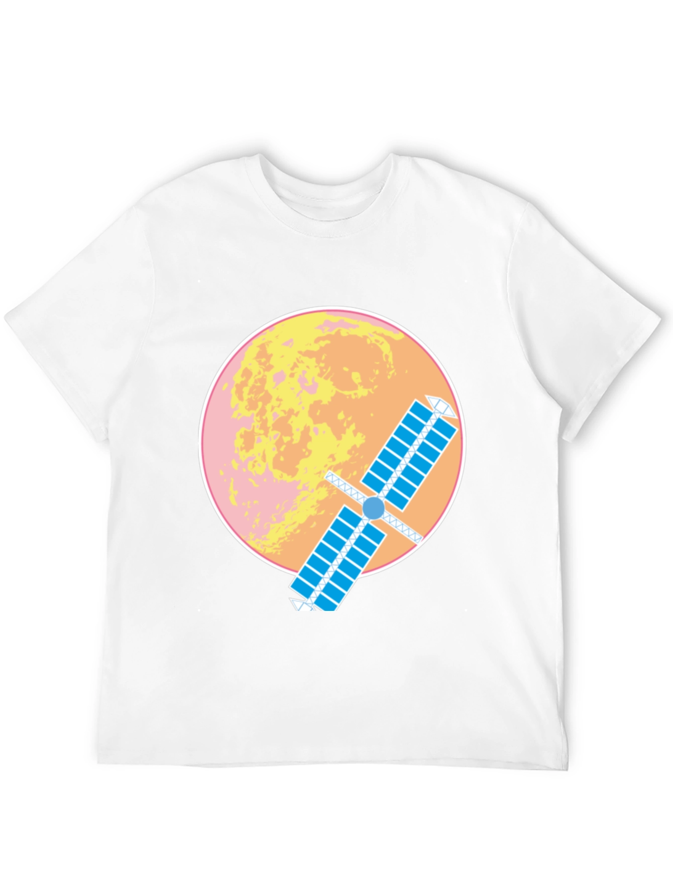 Space Satellite Graphic T-Shirt -  Black