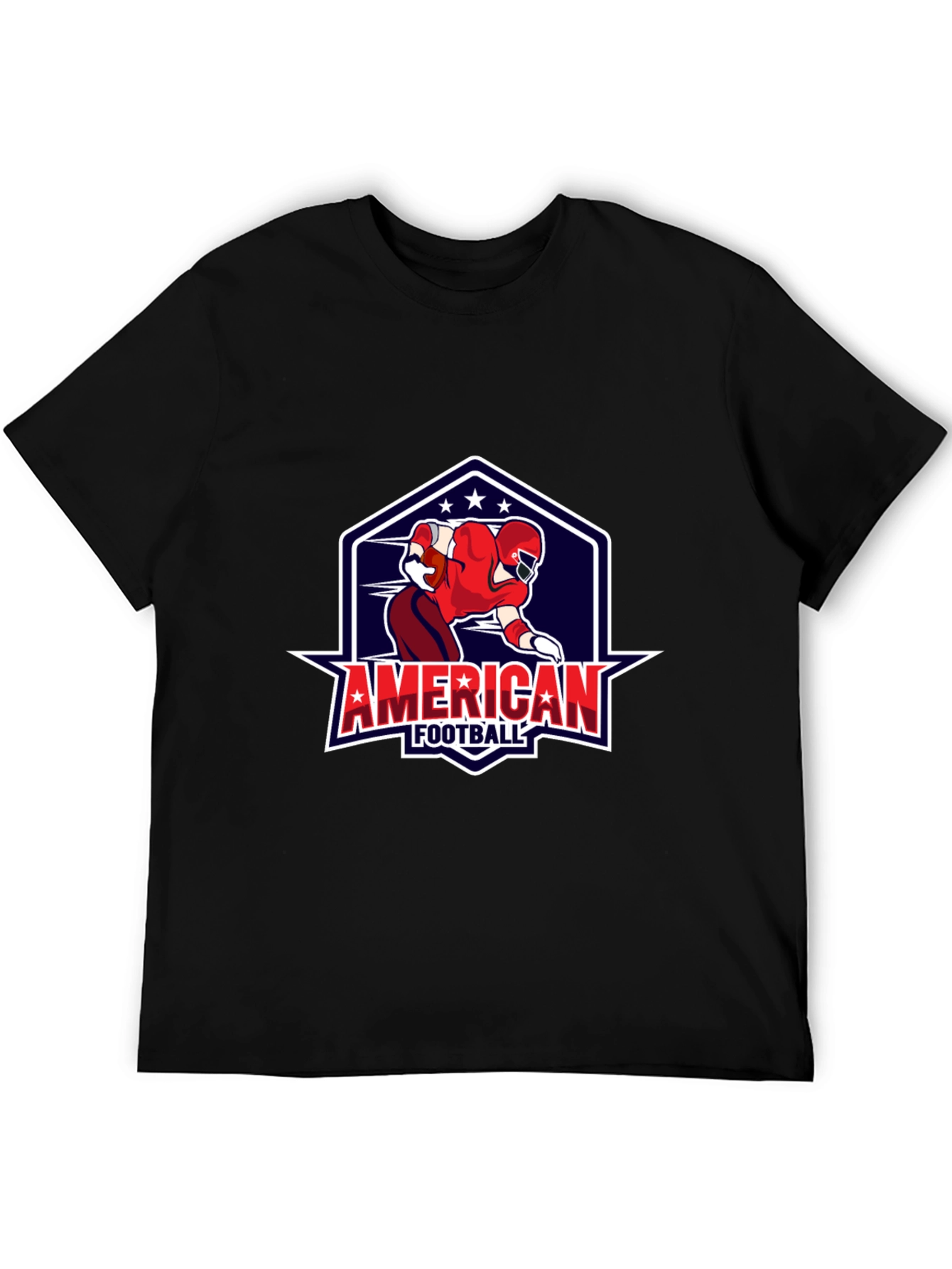 American Football Graphic Print Black T-Shirt