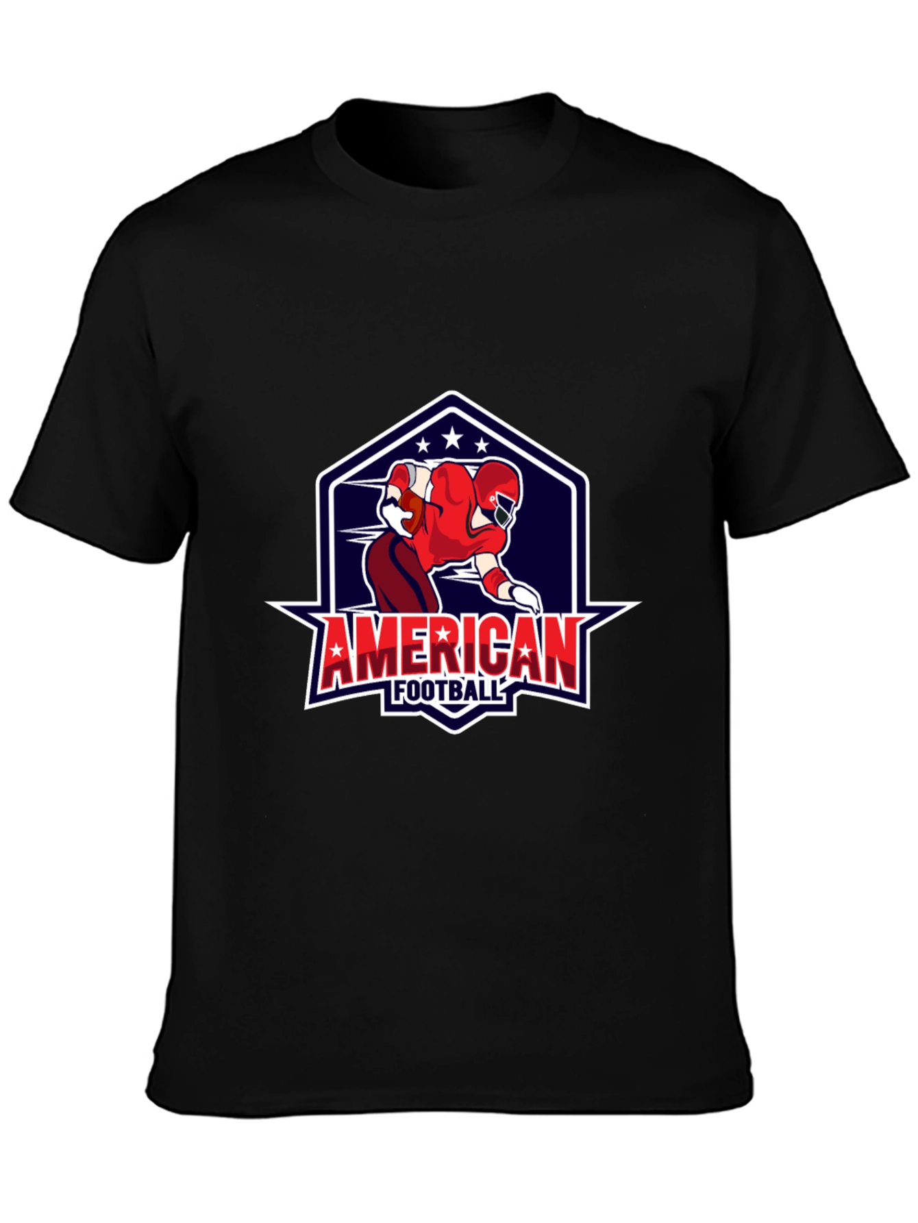 American Football Graphic Print Black T-Shirt