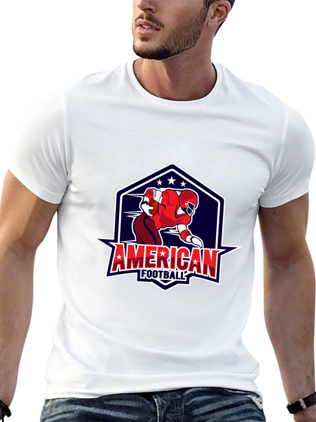American Football Graphic Print Black T-Shirt