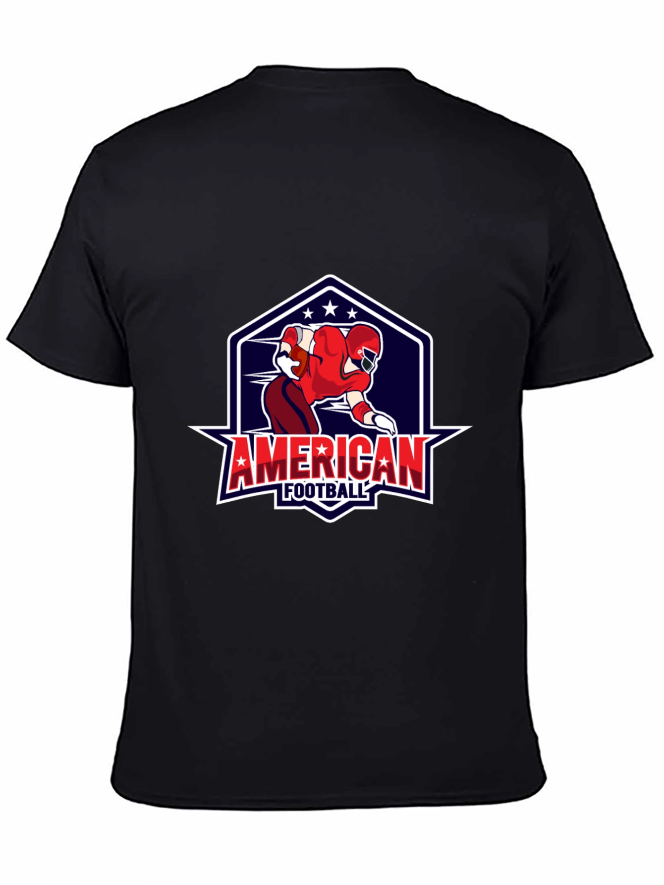 American Football Graphic Print Black T-Shirt