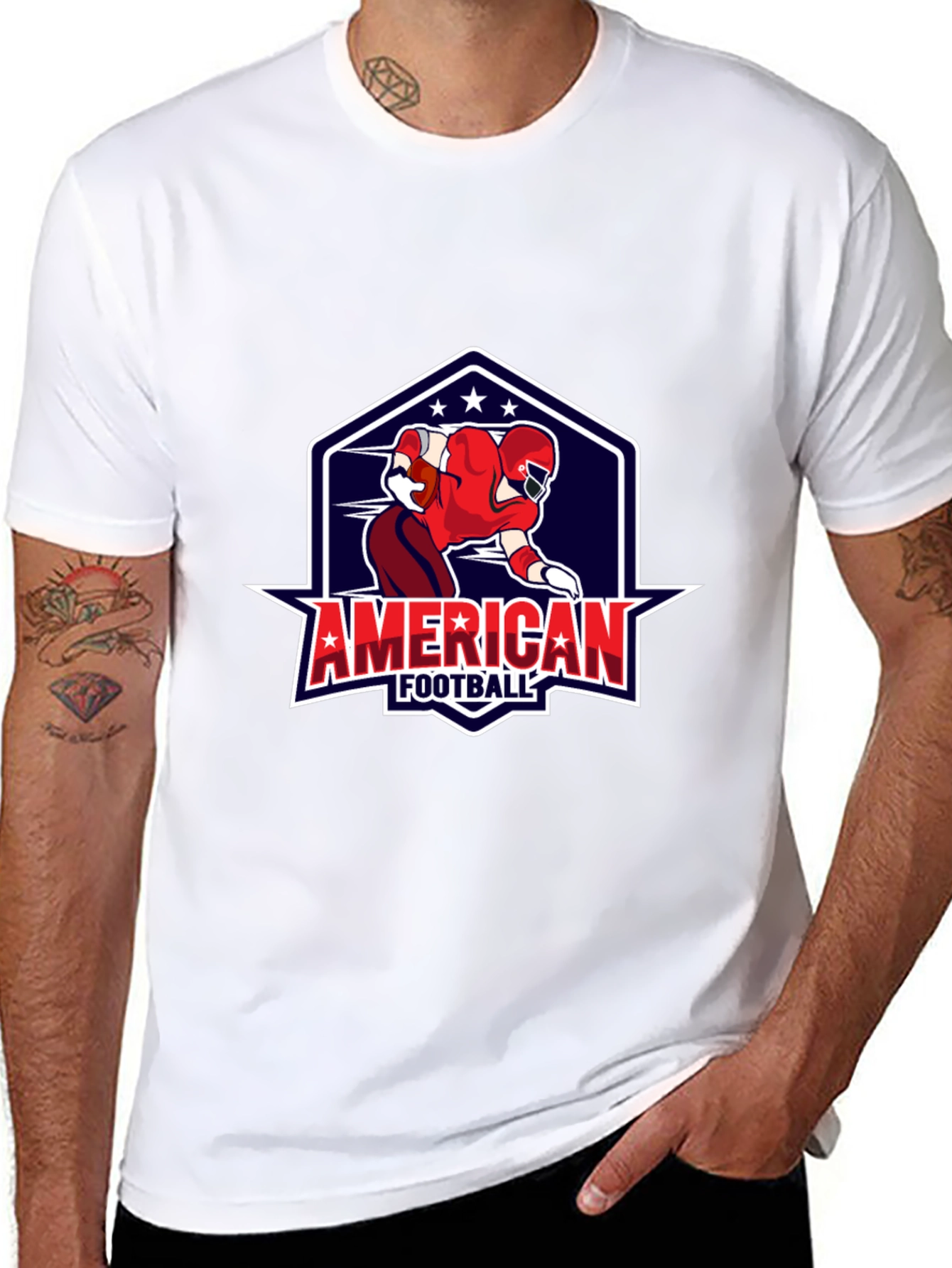 American Football Graphic Print Black T-Shirt