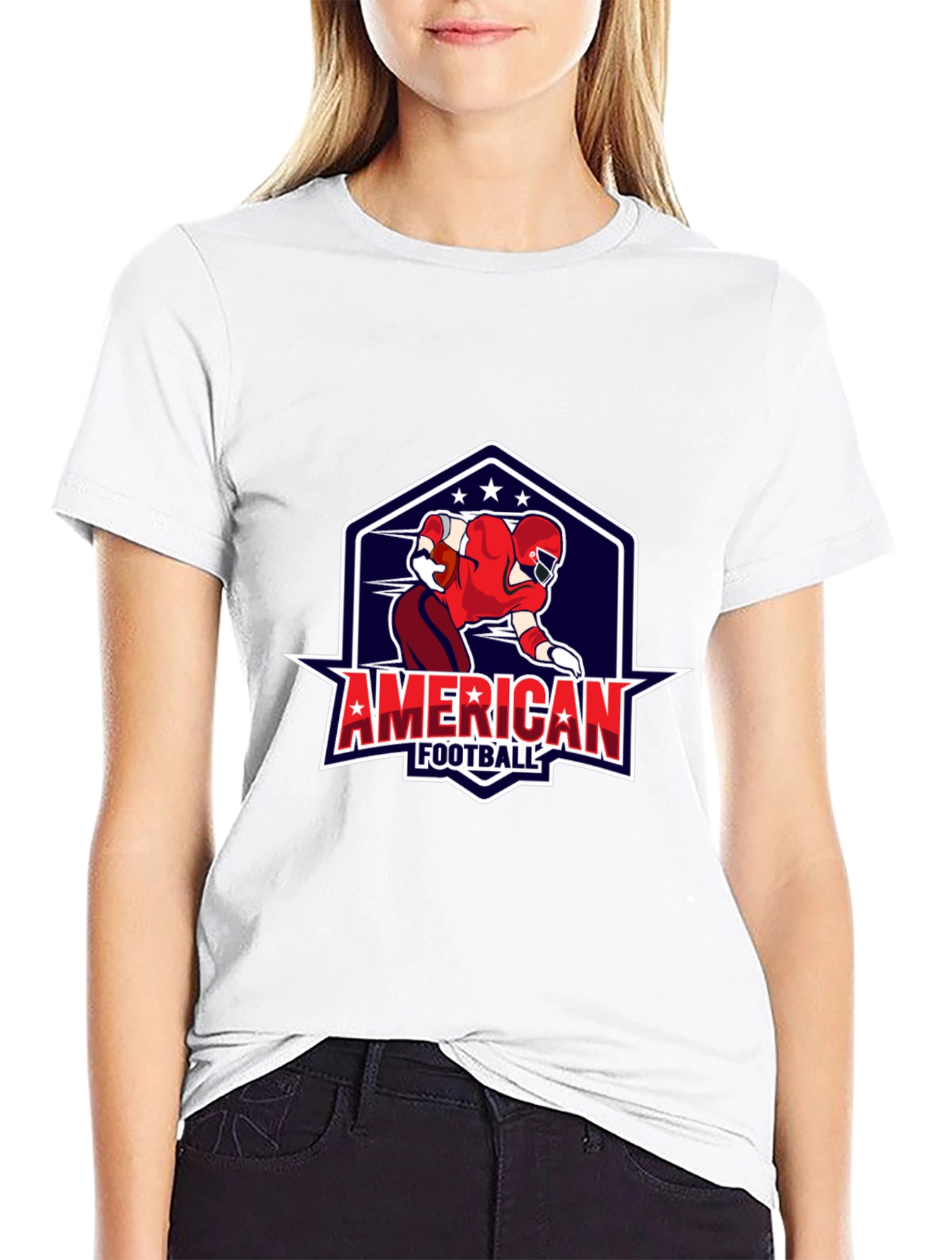 American Football Graphic Print Black T-Shirt