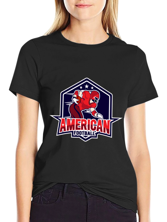American Football Graphic Print Black T-Shirt