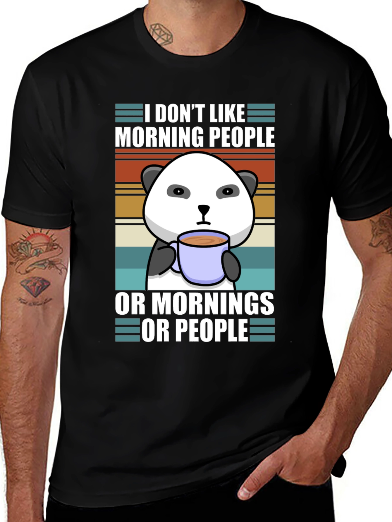 I Dont Like Morning People Panda Graphic Tee