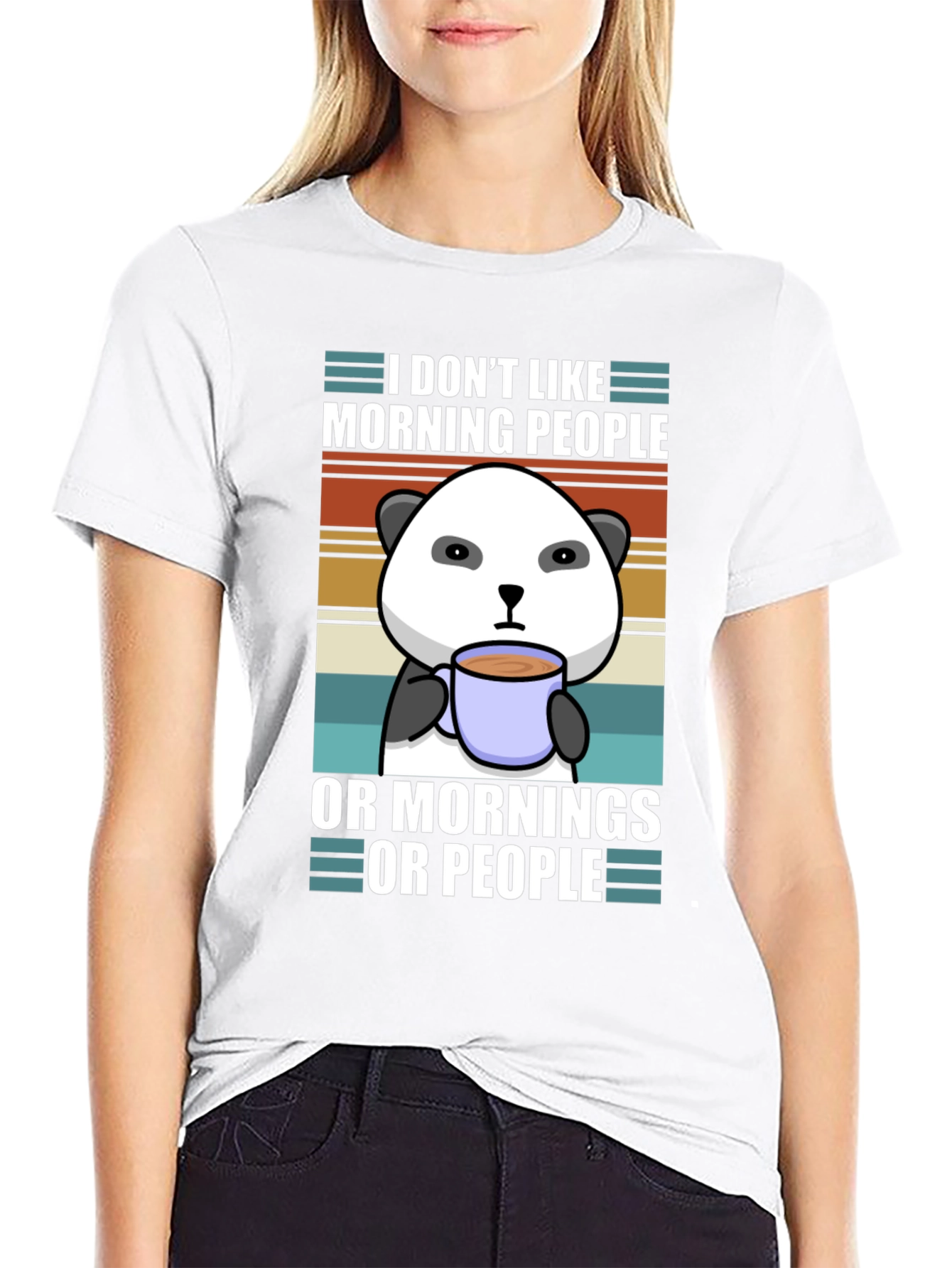 I Dont Like Morning People Panda Graphic Tee