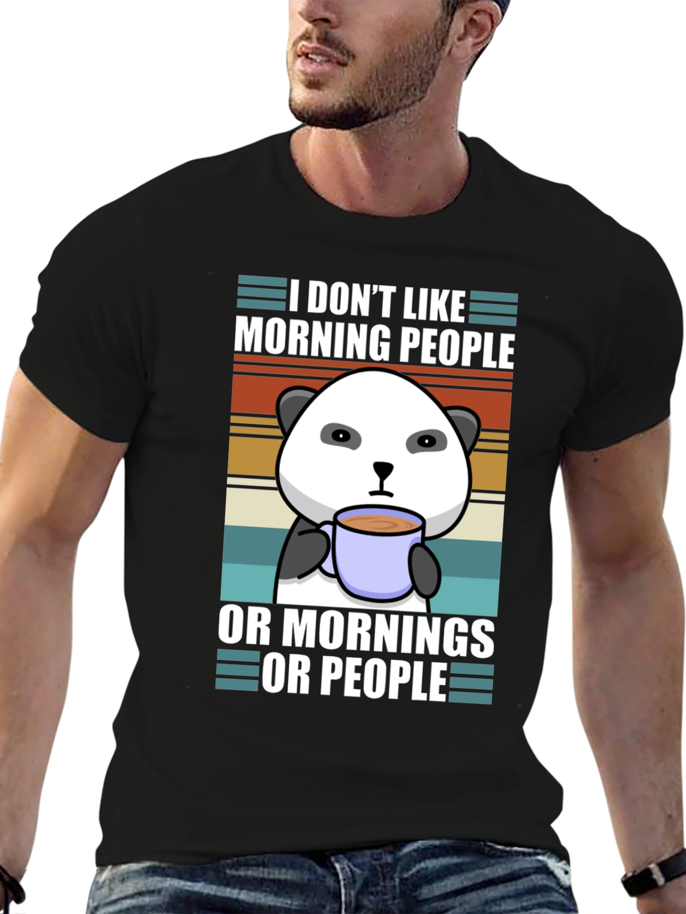I Dont Like Morning People Panda Graphic Tee